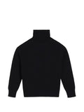 AMI Paris black funell-neck wool sweater with Ami De Coeur