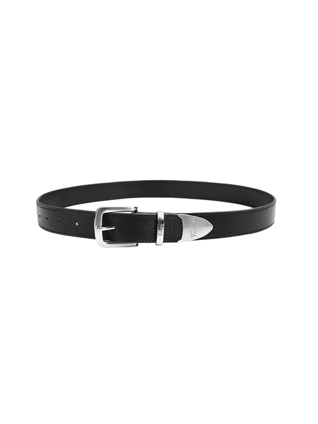 Turnstige Litchi Grain Leather Belt Signature Metal Tip Unisex Belt